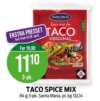 Kiwi Santa maria spice mix taco original 3 pk tilbud