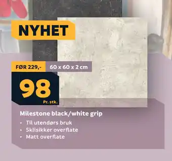 Megaflis Milestone black/white grip tilbud