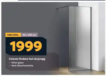 Megaflis Celeste Ondata fast dusjvegg tilbud