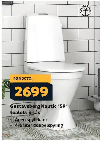 Megaflis Gustavsberg Nautic 1591 toalett S-lås tilbud