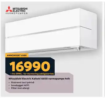 Megaflis Mitsubishi Electric Kaiteki 6600 varmepumpe hvit tilbud