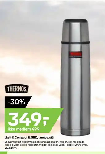XXL Sport Light & Compact 1L SBK, termos, stål tilbud