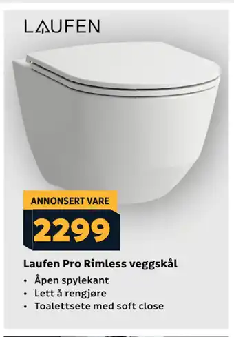 Megaflis Laufen Pro Rimless veggskål tilbud