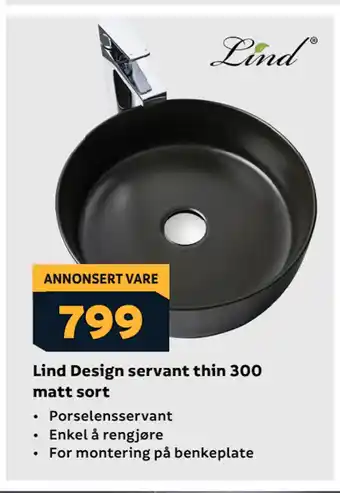 Megaflis Lind Design servant thin 300 matt sort tilbud