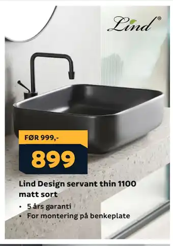 Megaflis Lind Design servant thin 1100 matt sort tilbud