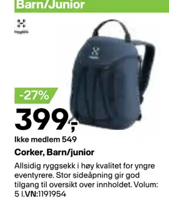 XXL Sport Corker, Barn/junior tilbud
