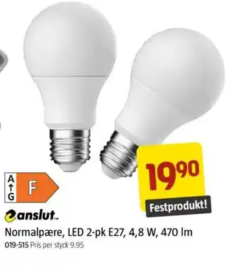 Jula Normalpære, LED 2-pk E27, 4,8 W, 470 Im tilbud