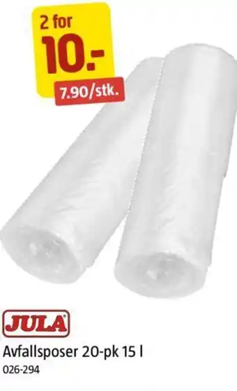 Jula Avfallsposer 20-pk 15 l. tilbud