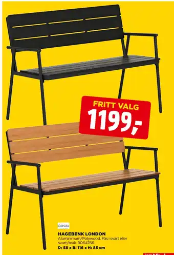 jem & fix HAGEBENK LONDON tilbud