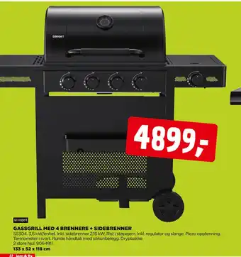 jem & fix GASSGRILL MED 4 BRENNERE + SIDEBRENNER tilbud