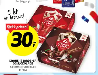 Bunnpris KRONE-IS JORDBÆR OG SJOKOLADE tilbud