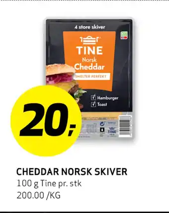 Bunnpris CHEDDAR NORSK SKIVER tilbud