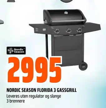 Obs Bygg NORDIC SEASON FLORIDA 3 GASSGRILL tilbud