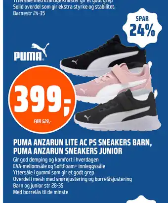 Coop Obs PUMA ANZARUN LITE AC PS SNEAKERS BARN, PUMA ANZARUN SNEAKERS JUNIOR tilbud
