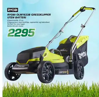 Coop Byggmix RYOBI OLM1833B GRESSKLIPPER UTEN BATTERI tilbud