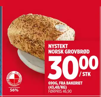 Meny NYSTEKT NORSK GROVBRØD tilbud