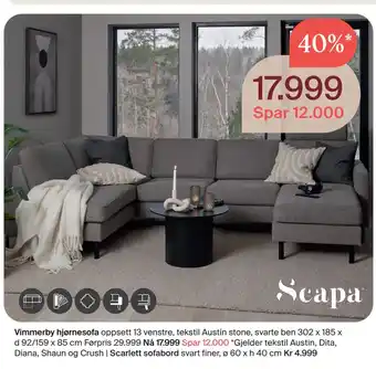 Møbelringen Vimmerby hjørnesofa tilbud