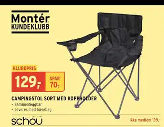 Montér CAMPINGSTOL SORT MED KOPPHOLDER tilbud