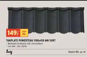 Montér TAKPLATE POWERTEKK 1198x418 MM SORT tilbud