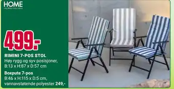 Europris RIMINI 7-POS STOL tilbud