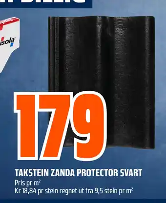 Obs Bygg TAKSTEIN ZANDA PROTECTOR SVART tilbud