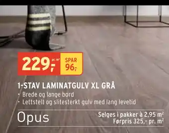 Montér 1-STAV LAMINATGULV XL GRÅ tilbud