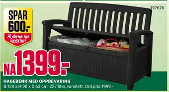 Europris HAGEBENK MED OPPBEVARING tilbud