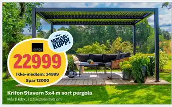 Obs Bygg Krifon Stavern 3x4 m sort pergola tilbud