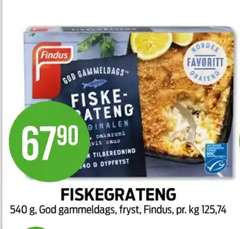 Kiwi Findus fiskegrateng tilbud