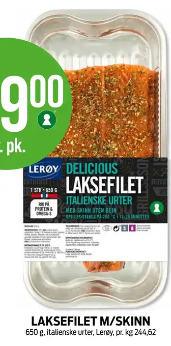 Kiwi LAKSEFILET M/SKINN tilbud