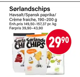 Nærbutikken Sørlandschips tilbud