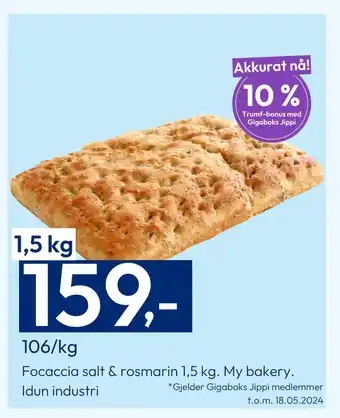 Gigaboks Focaccia salt & rosmarin 1,5 kg tilbud