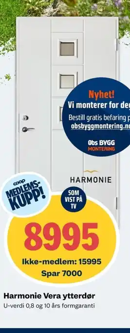 Coop Obs Harmonie Vera ytterdør tilbud