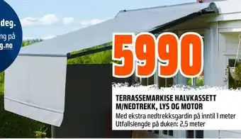 Coop Obs TERRASSEMARKISE HALVKASSETT M/NEDTREKK, LYS OG MOTOR tilbud