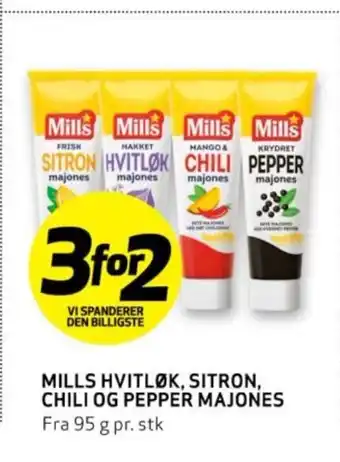 Bunnpris MILLS HVITLØK, SITRON, CHILI OG PEPPER MAJONES tilbud