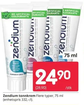 Rusta Zendium tannkrem tilbud