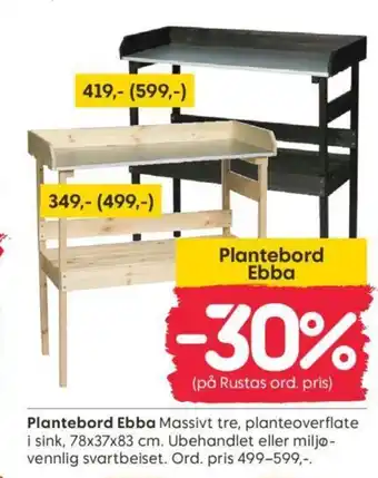 Rusta Plantebord Ebba tilbud