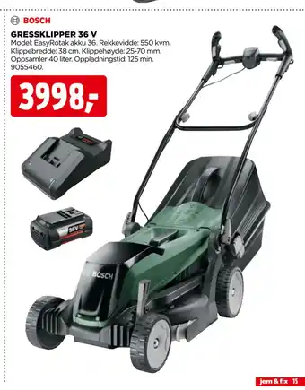 jem & fix GRESSKLIPPER 36 V tilbud