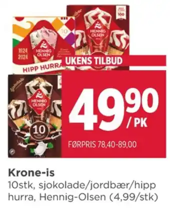 Meny Hennig-olsen isvafler jordbær tilbud