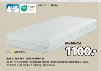 JYSK BASIC S50 VENDBAR MADRASS tilbud