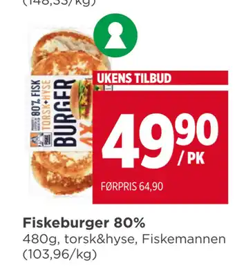 Meny Fiskeburger 80% tilbud