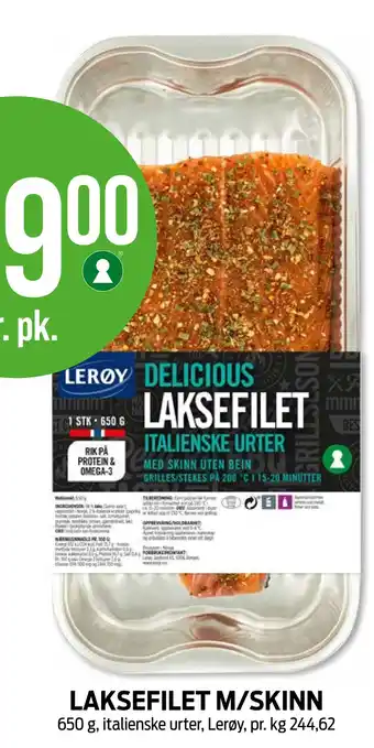 Kiwi LAKSEFILET M/SKINN tilbud