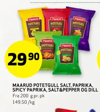 Bunnpris MAARUD POTETGULL SALT, PAPRIKA, SPICY PAPRIKA, SALT&PEPPER OG DILL tilbud