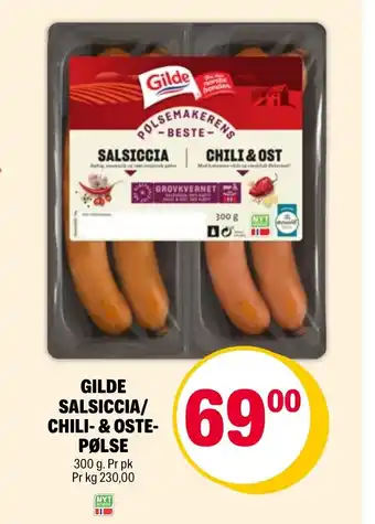 Coop Extra GILDE SALSICCIA/ CHILI- & OSTE- PØLSE tilbud