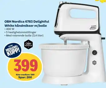 Coop Extra OBH Nordica 6783 Delightful White håndmikser m/bolle tilbud