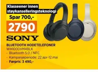 POWER SONY BLUETOOTH HODETELEFONER WH1000XM4BLK tilbud