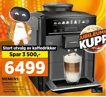 POWER SIEMENS ESPRESSOMASKIN TE651319RW tilbud