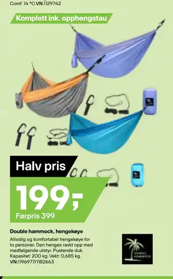 XXL Sport Double hammock, hengekøye tilbud