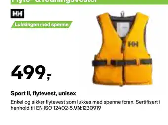Sport II, flytevest, unisex