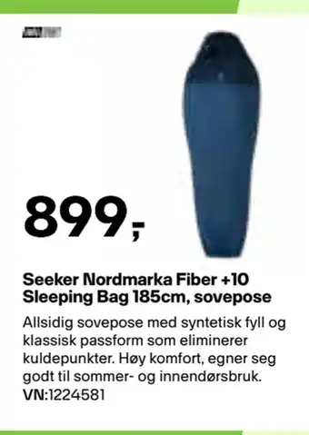 XXL Sport Seeker Nordmarka Fiber +10 Sleeping Bag 185cm, sovepose tilbud